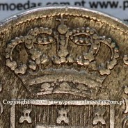 Cruzado Novo prata 1807 D. João P. Regente, coroa baixa e estreita ⭤ 16 mm, diadema losango 4 pontos, escudo 18 mm, ✠ 21 mm