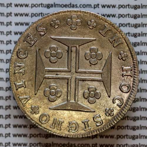 Portugal, silver coin of Cruzado Novo 1807 D. João Prince Regent, medium crown, diadem 1 point, oval crucifer, cross ✠ 22 mm.
