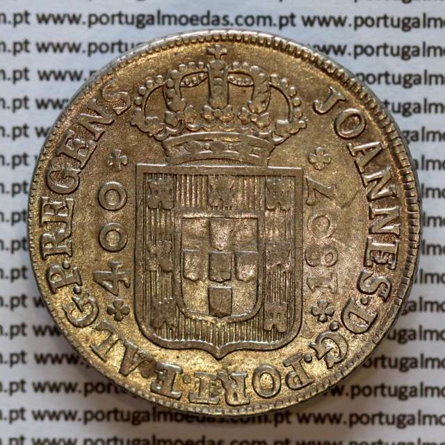 Portugal, silver coin of Cruzado Novo 1807 D. João Prince Regent, medium crown, diadem 1 point, oval crucifer, cross ✠ 22 mm.