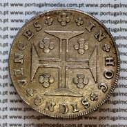 Cruzado Novo prata 1807 D. João P. Regente, coroa média, diadema losango 1 ponto, pérolas nos arcos 3-7-6-3, ✠ 21 mm