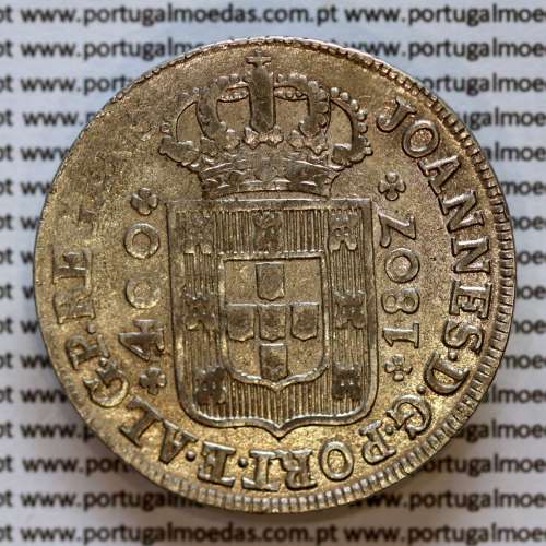 Portugal, silver coin of Cruzado Novo 1807 D. João Prince Regent, medium crown, diadem 1 point, pearls arches 3-7-6-3, ✠ 21mm.