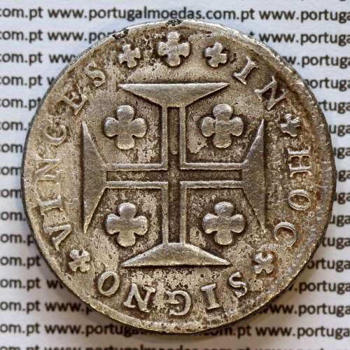 Cruzado Novo prata 1807 D. João P. Regente, coroa média, diadema losango 1 ponto, cruz ✠ 21 mm, pétalas fechadas, (REG)