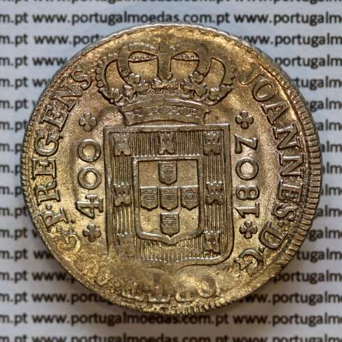 Portugal, silver coin of Cruzado Novo 1807 D. João Prince Regent, low crown, diadem 2 points, (VF/XF), World Coins KM 331