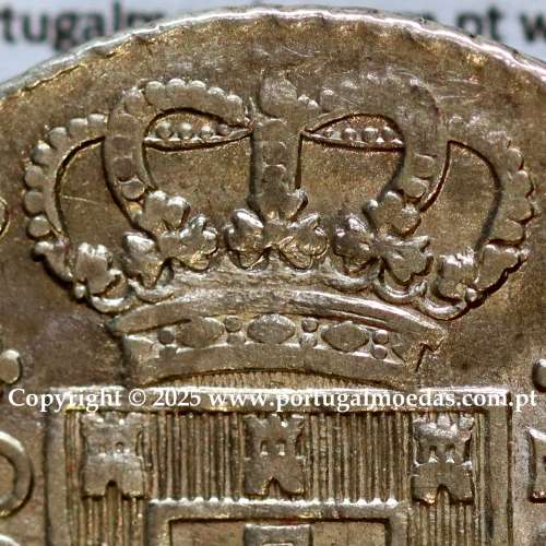 Cruzado Novo prata 1807 D. João P. Regente, coroa baixa 10,5mm, aro 9,5 mm, diadema losango 2 pontos, letra "S" 2,5mm, (MBC+)