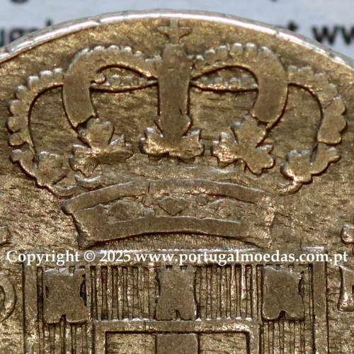 Cruzado Novo prata 1807 D. João P. Regente, coroa baixa 10,5mm, aro 9,5 mm, diadema losango 2 pontos, letra "S" 2,5mm, (MBC)