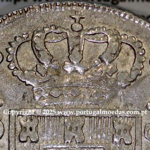 Cruzado Novo prata 1812 D. João Príncipe Regente, 480 Reis prata 1812, coroa baixa de 39 pérolas, diadema losango 4 pontos.