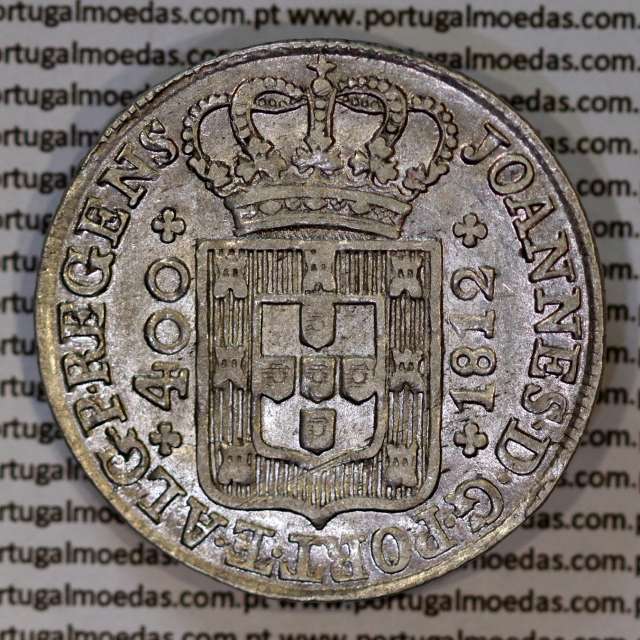 Portugal, silver coin Cruzado Novo 1812 D. João Prince Regent, low crown of 44 pearls var.1, 4-point diamond diadem. World Coins