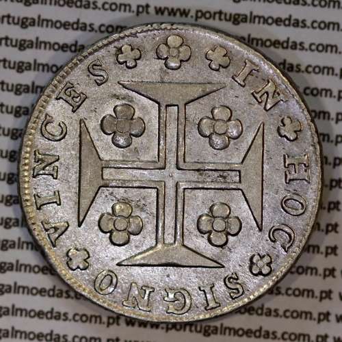 Cruzado Novo prata 1812 D. João Príncipe Regente, 480 Reis prata 1812, coroa baixa de 44 pérolas, diadema losango 4 pontos.