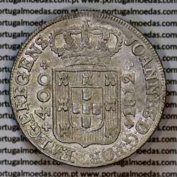 Cruzado Novo prata 1812 D. João Príncipe Regente, 480 Reis prata 1812, coroa baixa de 37 pérolas, diadema losango 4 pontos.