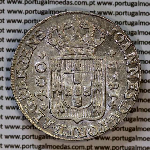 Portugal, silver coin of Cruzado Novo silver 1812 D. João Prince Regent, diamond diadem 1 point, medium crown 33 pearls var.1