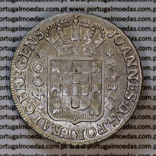 Portugal, silver coin of Cruzado Novo 1812 D. João Prince Regent, diamond diadem 1 point, medium crown 31 pearls var.1
