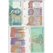 Croatia - Lot of 4 Different Banknotes - Serie 1991-1993 (Uncirculated)
