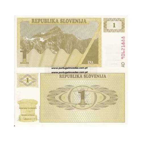 ESLOVÉNIA- NOTA DE 1 TOLAR 1990 (NÃO CIRCULADA)