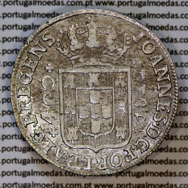 Portugal, silver coin of Cruzado Novo 1812 D. João Prince Regent, diamond diadem 1 point, medium crown 34 pearls var.1