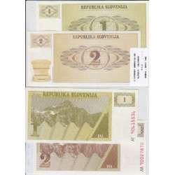 ESLOVÉNIA - LOTE DE 2 NOTAS DIFERENTES - SERIE 1990 (NÃO CIRCULADAS)