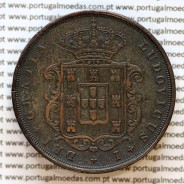 XX Réis 1870 Cobre D. Luis I, 20 Réis ou Vintém de 1870, data mais rara da Série, (MBC), World Coins Portugal KM 515