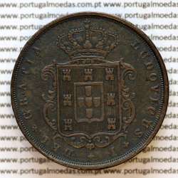 Portugal, copper coin of XX Réis 1870 of D. Luis I, 20 Réis 1870 rarest date of the Series, (VF+), World Coins Portugal KM 515