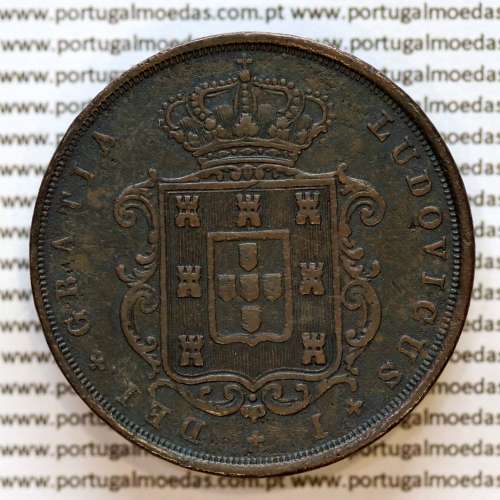 Portugal, copper coin of XX Réis 1870 of D. Luis I, 20 Réis 1870 rarest date of the Series, (VF+), World Coins Portugal KM 515