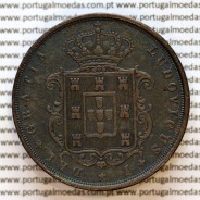 XX Réis 1870 Cobre D. Luis I, 20 Réis ou Vintém de 1870, data mais rara da Série, (MBC), World Coins Portugal KM 515