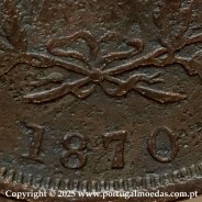XX Réis 1870 Cobre D. Luis I, 20 Réis ou Vintém de 1870, data mais rara da Série, (MBC), World Coins Portugal KM 515