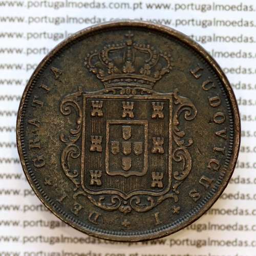 Portugal, copper coin of XX Réis 1870 of D. Luis I, 20 Réis 1870 rarest date of the Series, (VF+), World Coins Portugal KM 515