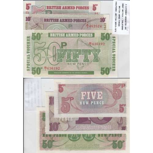 ENGLAND - BATCH OF 3 DIFFERENT NOTES-BRITISH ARMED FORCES - SERIES 1972 (NOT CIRCULATE)