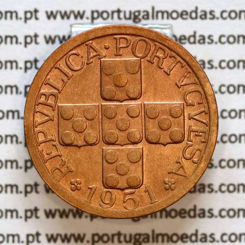 Portugal, bronze coin of 20 centavos 1951 Portuguese Republic, XX centavos 1951 Bronze, (VF+/XF-), World Coins Portugal KM 584