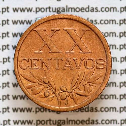 Portugal, bronze coin of 20 centavos 1951 Portuguese Republic, XX centavos 1951 Bronze, (VF+/XF-), World Coins Portugal KM 584