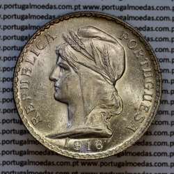 1 Escudo 1916 prata, 1$00 escudo prata 1916 da Republica Portuguesa, (Bela), World Coins Portugal KM 564