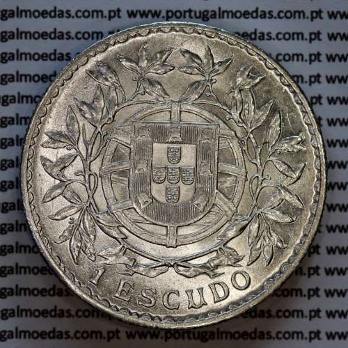 1 Escudo 1916 prata, 1$00 escudo prata 1916 da Republica Portuguesa, (MBC+/Bela-), World Coins Portugal KM 564