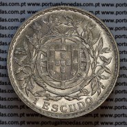 1 Escudo 1915 prata, 1$00 escudo prata 1915 Republica Portuguesa, (MBC+/Bela-), World Coins Portugal KM 564