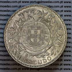 Portugal, silver coin of 1 Escudo 1915 of Portuguese Republic, (VF+), World Coins Portugal KM 564 b