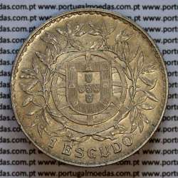 1 Escudo 1915 prata, 1$00 escudo prata 1915 Republica Portuguesa, (MBC+), World Coins Portugal KM 564