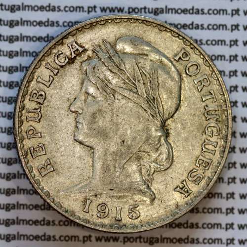 1 Escudo 1915 prata da Republica Portuguesa (1$00 escudo prata 1915), (MBC+), World Coins Portugal KM 564