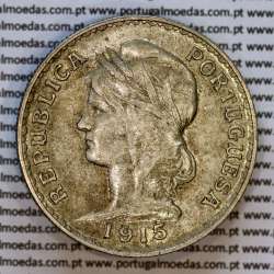 Portugal, silver coin of 1 Escudo 1915, 1$00 silver escudo 1915 Portuguese Republic, (VF+), World Coins Portugal KM 564