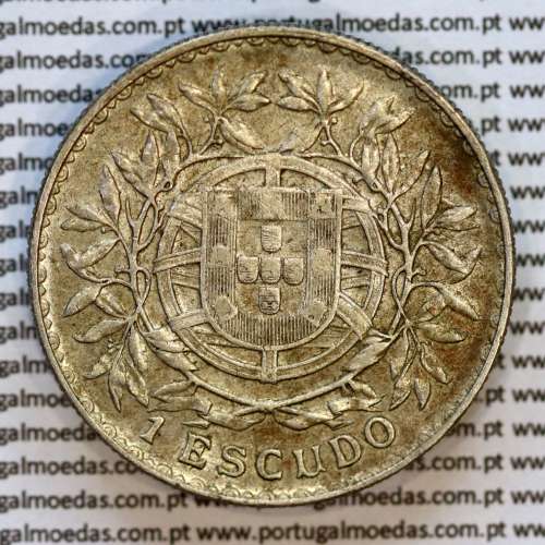 1 Escudo 1915 prata, 1$00 escudo prata 1915 Republica Portuguesa, (MBC+), World Coins Portugal KM 564