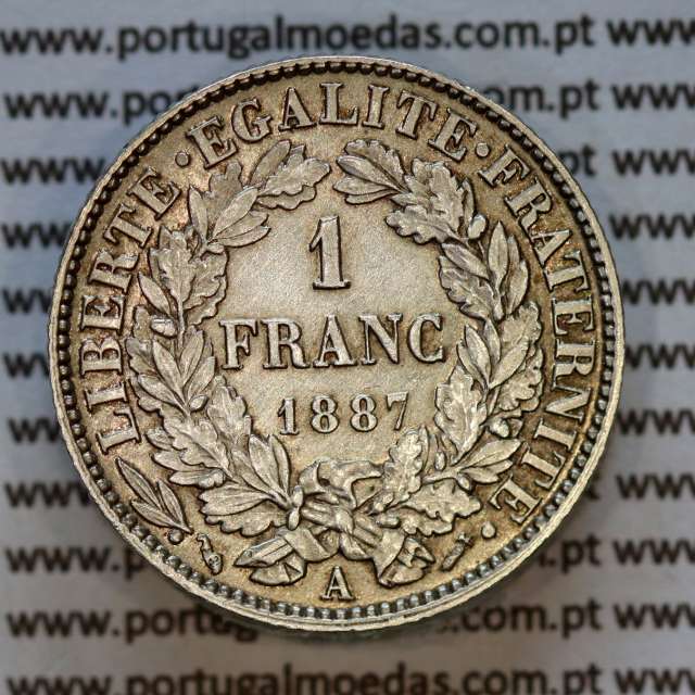 200 réis 1887 silver D. Carlos I, law of July 30 1891, 1 Franco 1887 of France, authorized to circulate for 200 réis in Portugal