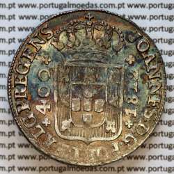 Portugal, silver coin of Cruzado Novo 1812 D. João Prince Regent, diamond diadem 1 point, medium crown 33 pearls variant 4