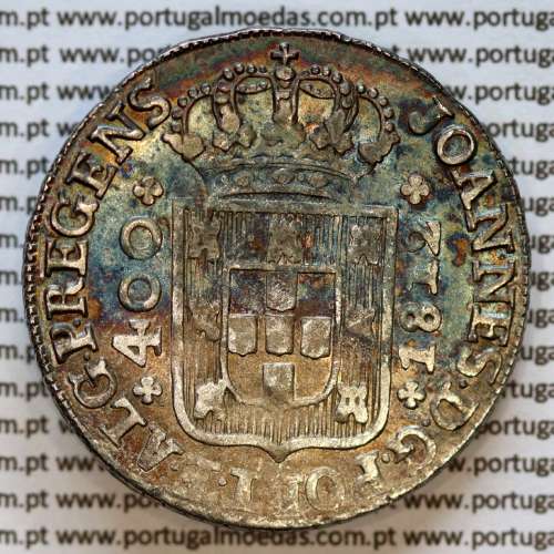 Cruzado Novo prata 1812 D. João Príncipe Regente, 480 Reis prata 1812, coroa média 33 pérolas, var. 4, diadema losango 1 ponto