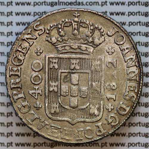 Cruzado Novo prata 1812 D. João Príncipe Regente, 480 Reis prata 1812, coroa média 31 pérolas, var. 3, diadema losango 1 ponto