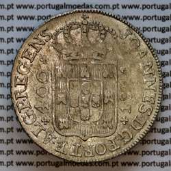Cruzado Novo prata 1811 D. João Príncipe Regente, 480 Reis prata 1811, coroa média 33 pérolas (var.1), diadema losango 1 ponto