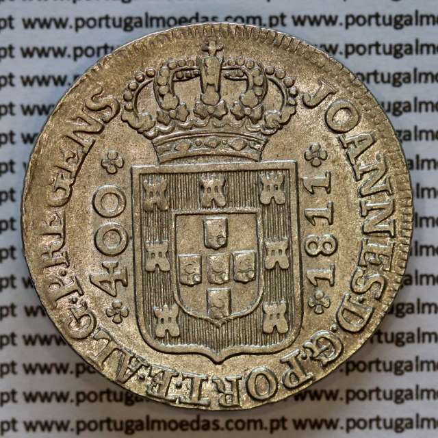 Portugal, silver coin of Cruzado Novo 1811 D. João Prince Regent, diamond diadem 1 point, small cross ✠ 20 mm