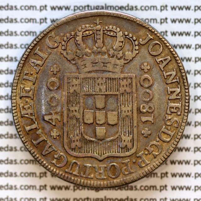Cruzado Novo prata 1800 D. João Príncipe Regente, 480 Reis prata 1800, coroa média 35 pérolas (var.1), diadema losango 1 ponto