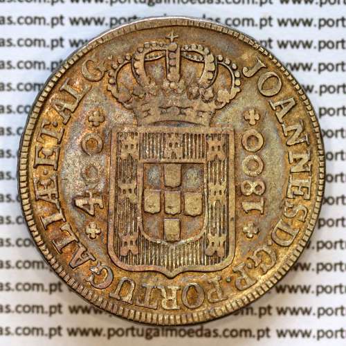 Cruzado Novo prata 1800 D. João Príncipe Regente, 480 Reis prata 1800, coroa média 35 pérolas (var.1), diadema losango 1 ponto