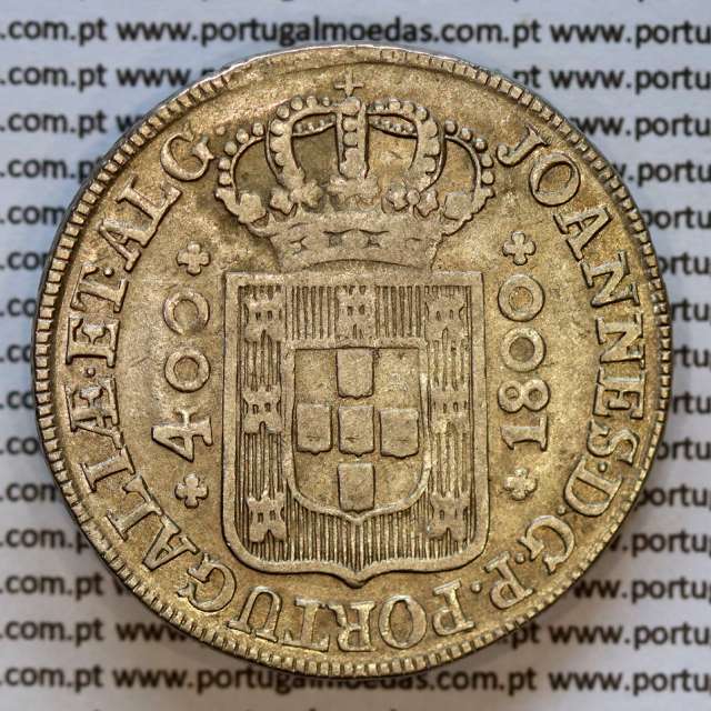 Cruzado Novo prata 1800 D. João Príncipe Regente, 480 Reis prata 1800, coroa média 35 pérolas (var.1), diadema losango 1 ponto