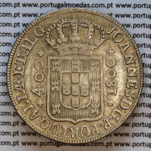 Cruzado Novo prata 1800 D. João Príncipe Regente, 480 Reis prata 1800, coroa média 35 pérolas (var.1), diadema losango 1 ponto
