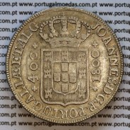 Cruzado Novo prata 1800 D. João Príncipe Regente, 480 Reis prata 1800, coroa média 35 pérolas (var.1), diadema losango 1 ponto