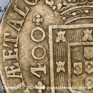 Portugal, silver coin of Cruzado Novo 1800 D. João P. R., diamond diadem 4 points, tall crown 42 pearls, ·ET ALG· without a dot