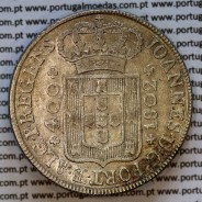 Cruzado Novo prata 1802 D. João Príncipe Regente, 480 Reis prata 1802, coroa baixa de 45 pérolas, diadema losango 2 pontos