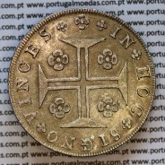 Cruzado Novo prata 1802 D. João Príncipe Regente, 480 Reis prata 1802, coroa baixa de 45 pérolas, diadema losango 2 pontos